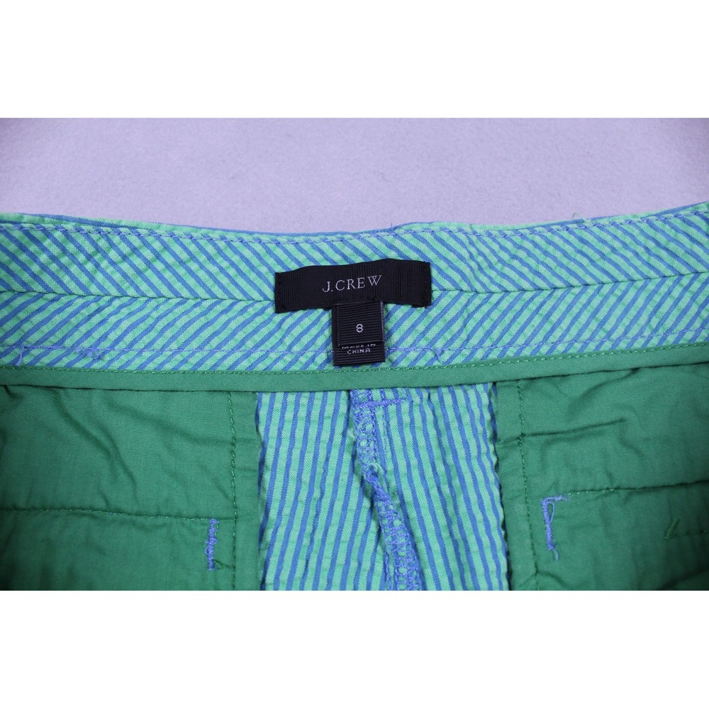 J.Crew Womens Green Blue Striped Seersucker Shorts Size 8 Preppy Casual Summer - Picture 4 of 5